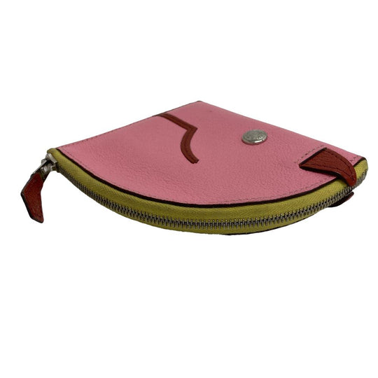 HERMES Coin case leather pink Paddock Chevrumizor Women Used Authentic