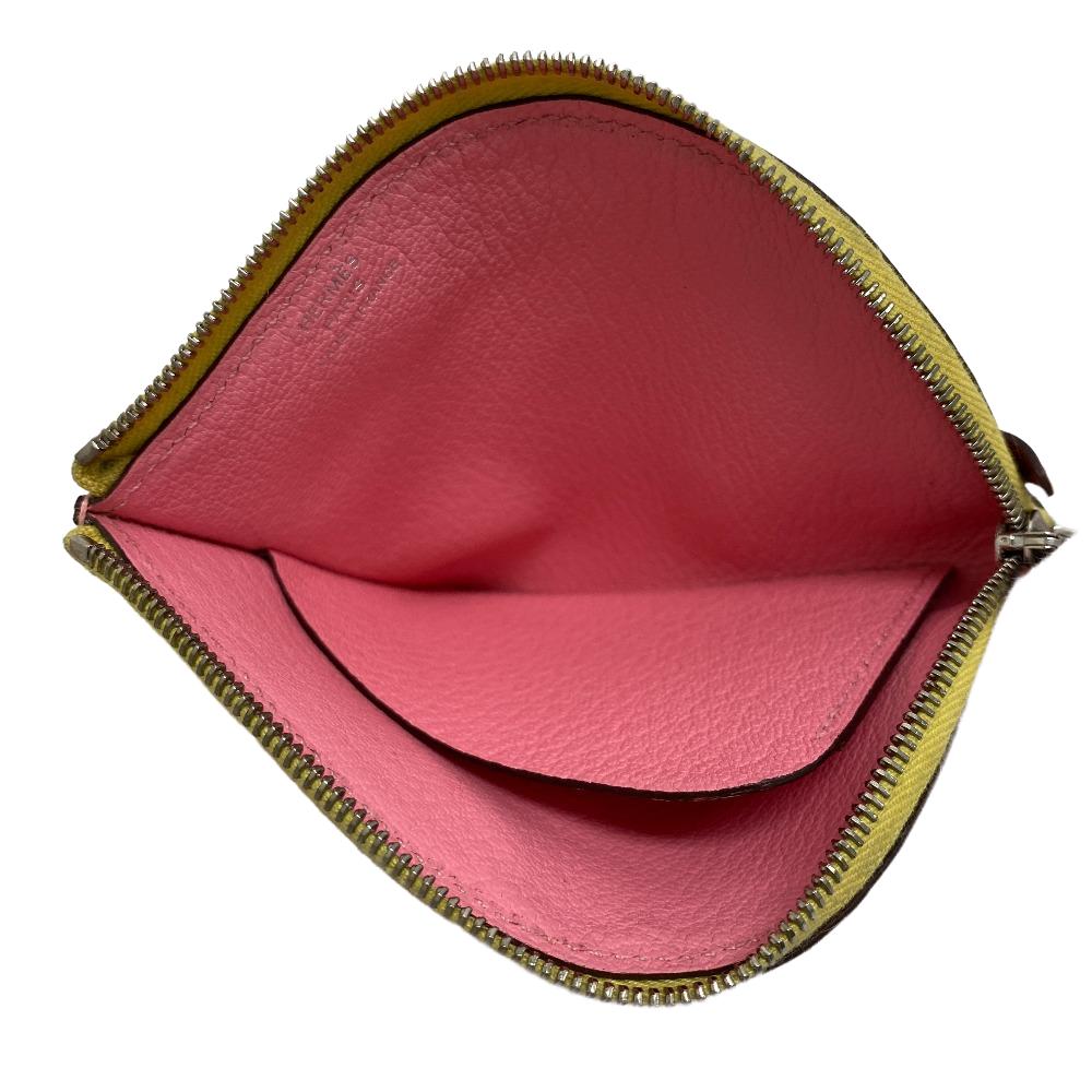 HERMES Coin case leather pink Paddock Chevrumizor Women Used Authentic