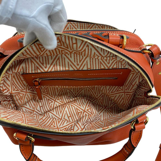 Chloe Handbag leather Orange 2WAY Shoulder Bag Dahlia Women Used Authentic