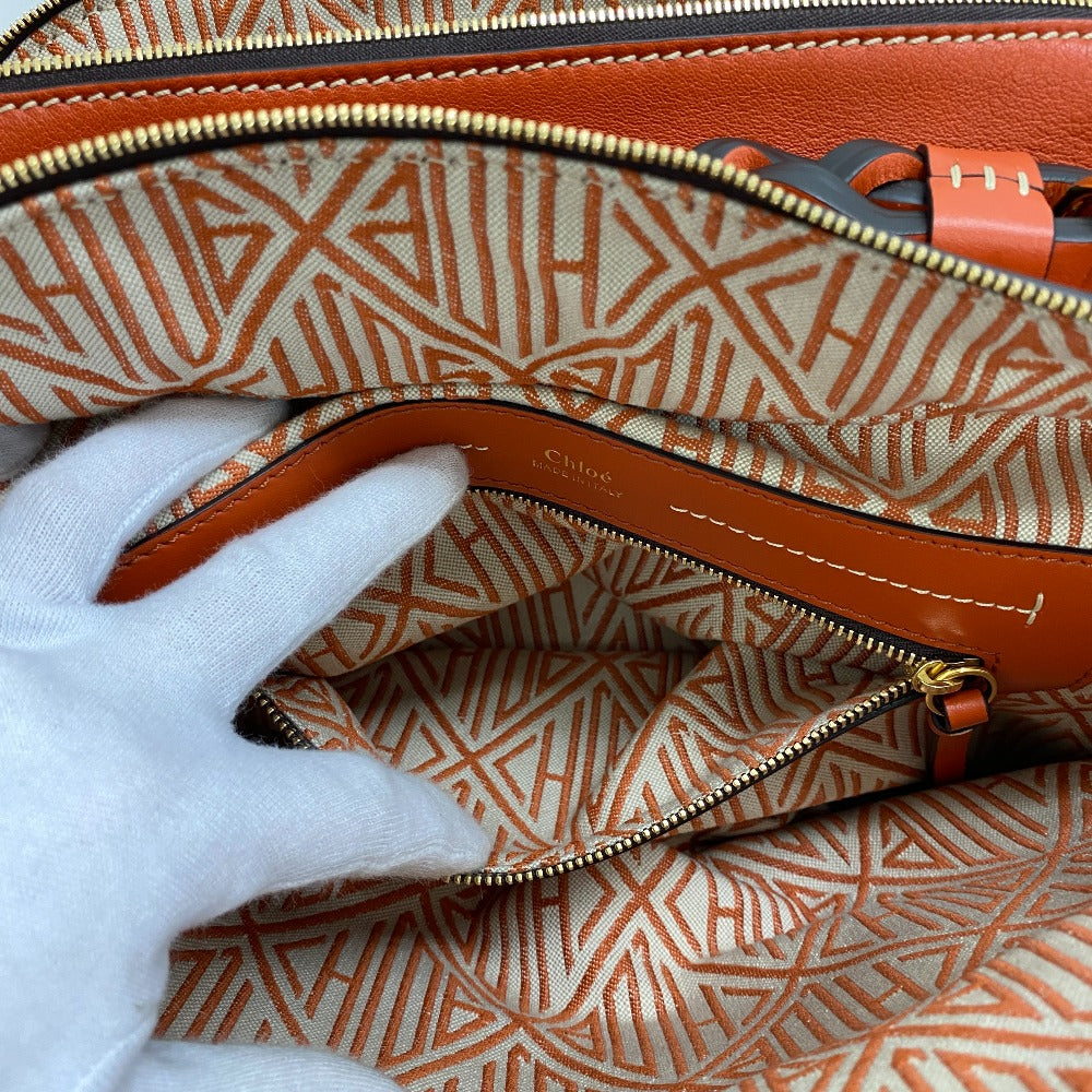 Chloe Handbag leather Orange 2WAY Shoulder Bag Dahlia Women Used Authentic