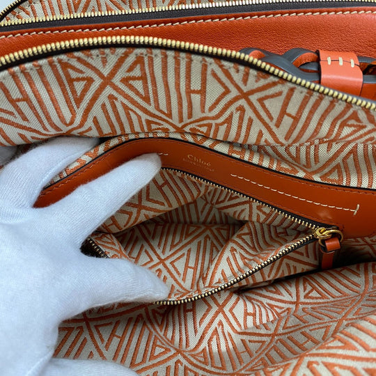 Chloe Handbag leather Orange 2WAY Shoulder Bag Dahlia Women Used Authentic