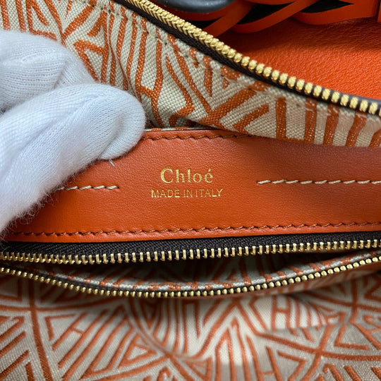 Chloe Handbag leather Orange 2WAY Shoulder Bag Dahlia Women Used Authentic