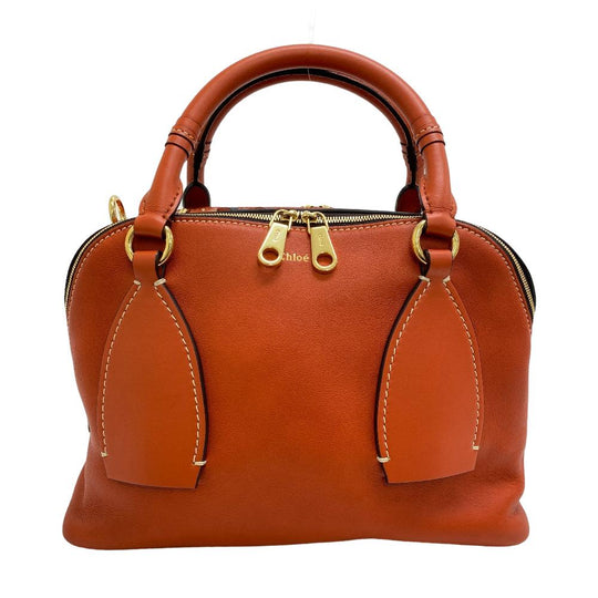 Chloe Handbag leather Orange 2WAY Shoulder Bag Dahlia Women Used Authentic