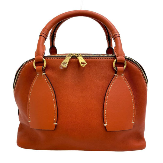 Chloe Handbag leather Orange 2WAY Shoulder Bag Dahlia Women Used Authentic