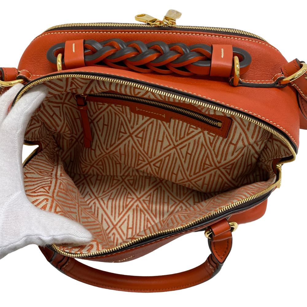 Chloe Handbag leather Orange 2WAY Shoulder Bag Dahlia Women Used Authentic