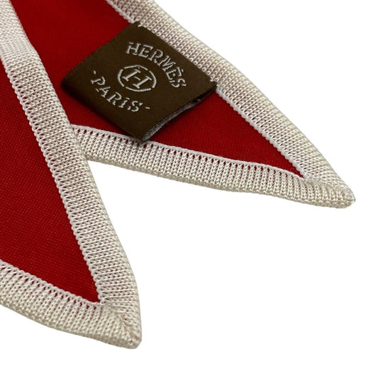 HERMES scarf silk Red Triangle Jean Women Used Authentic