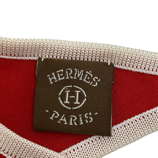 HERMES scarf silk Red Triangle Jean Women Used Authentic