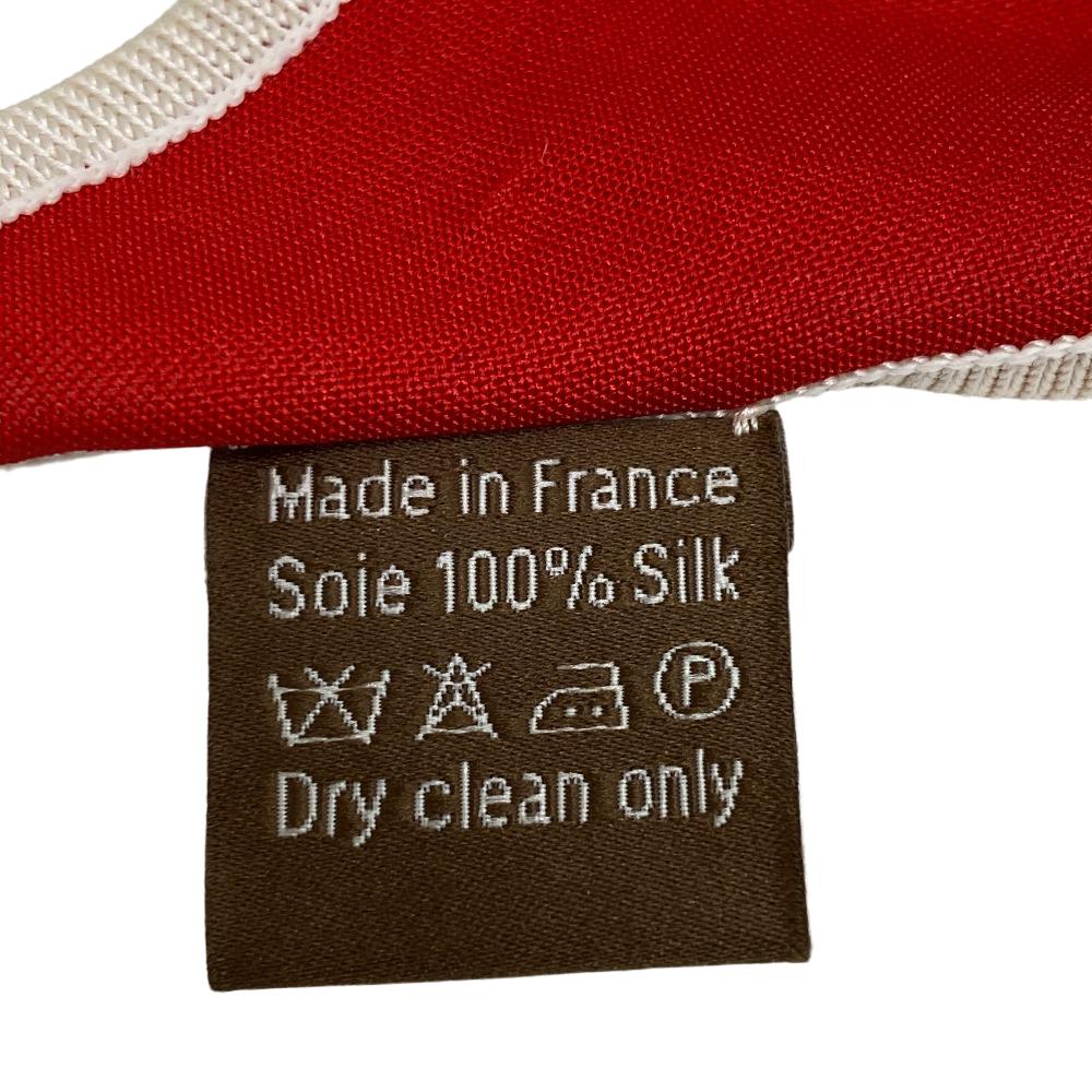 HERMES scarf silk Red Triangle Jean Women Used Authentic
