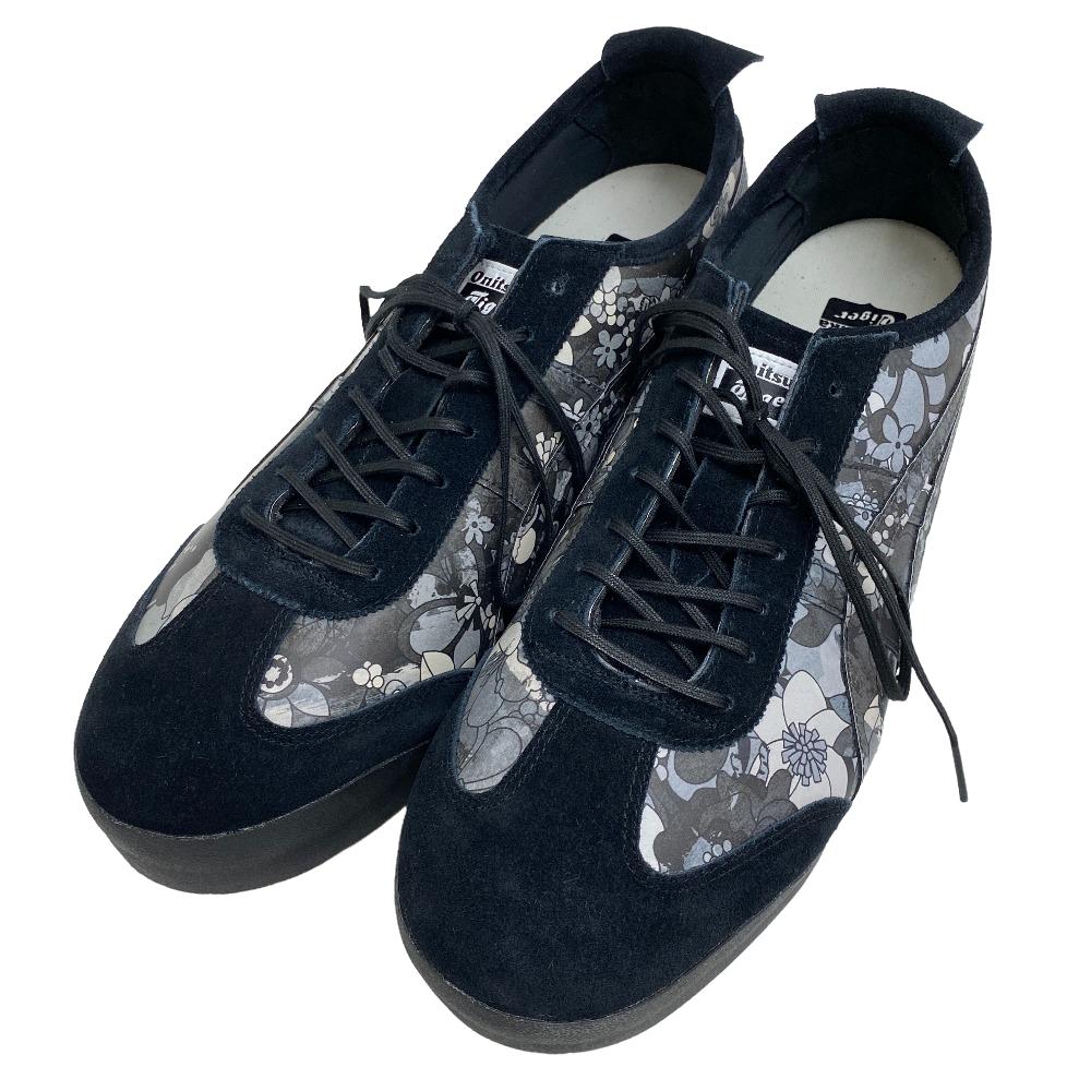 ONITSUKA TIGER sneakers 1183B851 Suede, Leather black MEXICO 66 Floral mens 11 Used Authentic