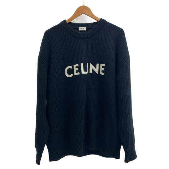 CELINE Other tops Wool, Angora black 21AW Logo patch oversized knit mens Notation size unknown Used Authentic