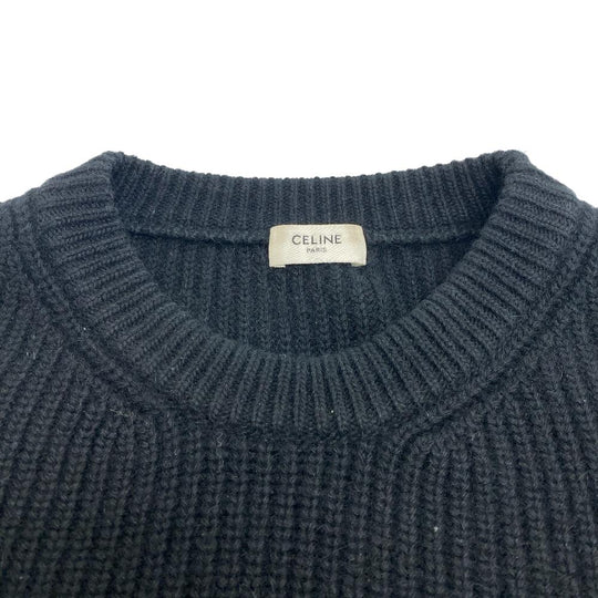 CELINE Other tops Wool, Angora black 21AW Logo patch oversized knit mens Notation size unknown Used Authentic