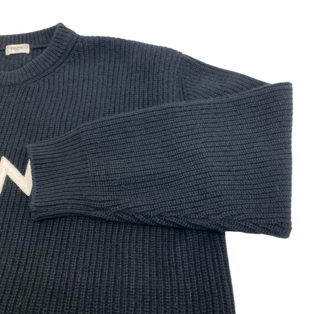 CELINE Other tops Wool, Angora black 21AW Logo patch oversized knit mens Notation size unknown Used Authentic