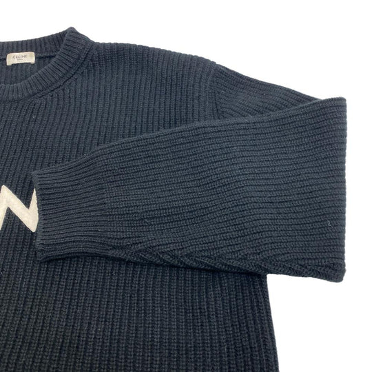 CELINE Other tops Wool, Angora black 21AW Logo patch oversized knit mens Notation size unknown Used Authentic