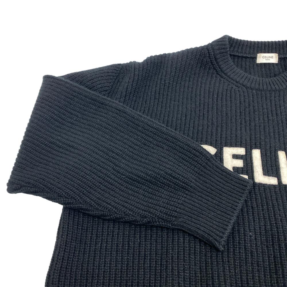 CELINE Other tops Wool, Angora black 21AW Logo patch oversized knit mens Notation size unknown Used Authentic