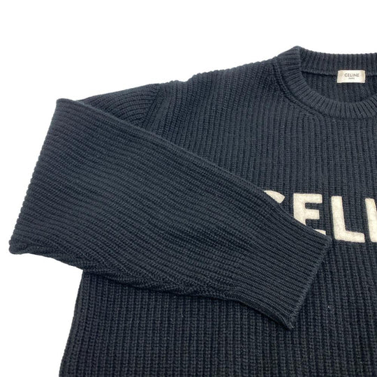 CELINE Other tops Wool, Angora black 21AW Logo patch oversized knit mens Notation size unknown Used Authentic