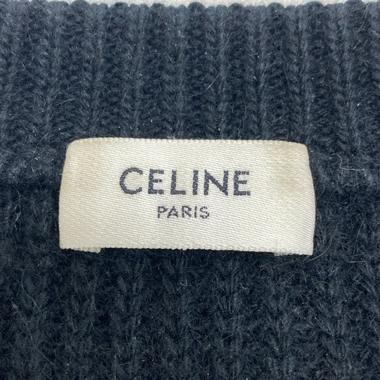 CELINE Other tops Wool, Angora black 21AW Logo patch oversized knit mens Notation size unknown Used Authentic
