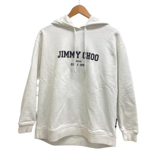JIMMY CHOO Hoodie cotton white XS JC College Hoodie Women 44 Used Authentic