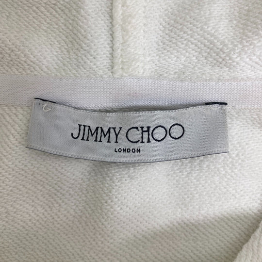 JIMMY CHOO Hoodie cotton white XS JC College Hoodie Women 44 Used Authentic