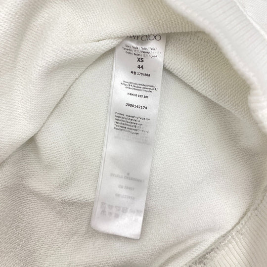 JIMMY CHOO Hoodie cotton white XS JC College Hoodie Women 44 Used Authentic