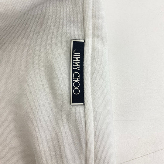 JIMMY CHOO Hoodie cotton white XS JC College Hoodie Women 44 Used Authentic