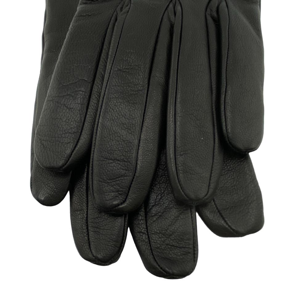 HERMES gloves leather black Globe # 7 1/2 Chene Dunkle Women Used Authentic
