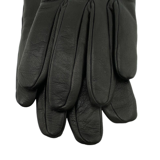 HERMES gloves leather black Globe # 7 1/2 Chene Dunkle Women Used Authentic