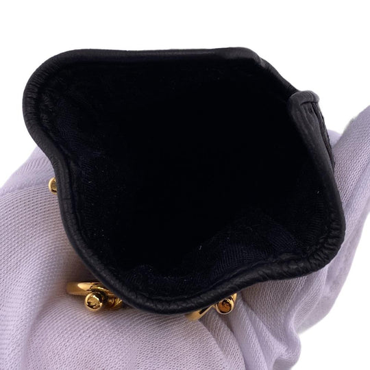 HERMES gloves leather black Globe # 7 1/2 Chene Dunkle Women Used Authentic