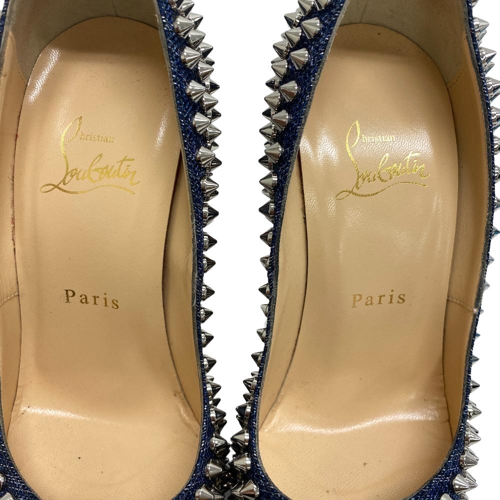 Christian Louboutin pumps Canvas, Leather blue Spike studs Women 37 Used Authentic