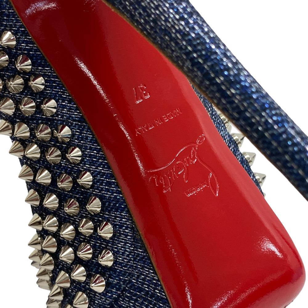 Christian Louboutin pumps Canvas, Leather blue Spike studs Women 37 Used Authentic