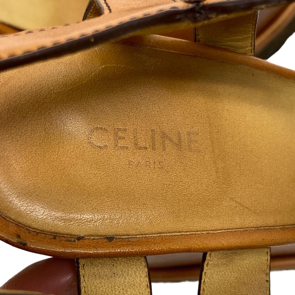CELINE Sandals leather Brown Wedge sole Triomphe 38