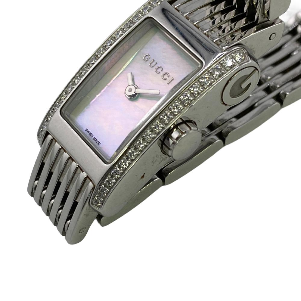 GUCCI Watches 8600L Stainless Steel Silver quartz Side diamond G Metro Women Used Authentic