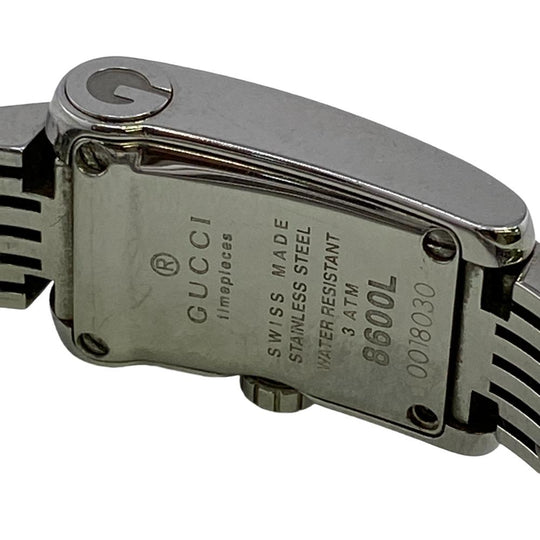 GUCCI Watches 8600L Stainless Steel Silver quartz Side diamond G Metro Women Used Authentic