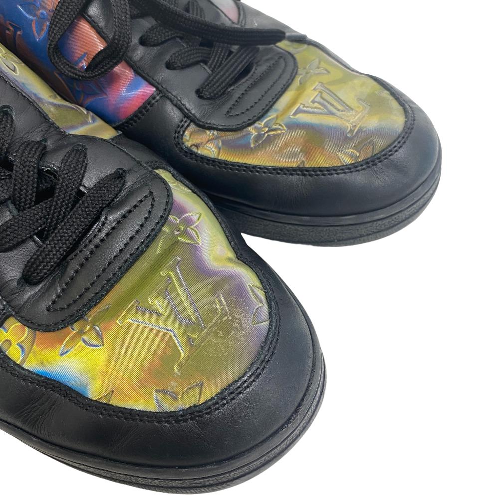 LOUIS VUITTON sneakers leather black 2021 Rivoli Line Rainbow mens 7 Used Authentic