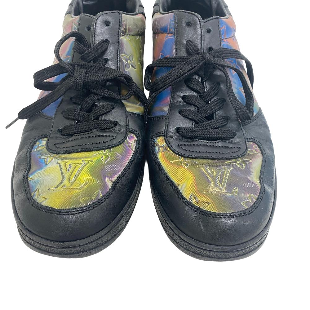 LOUIS VUITTON sneakers leather black 2021 Rivoli Line Rainbow mens 7 Used Authentic