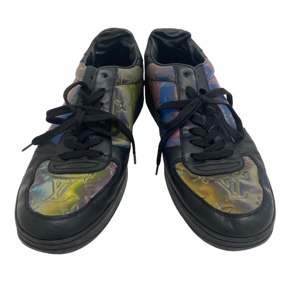 LOUIS VUITTON sneakers leather black 2021 Rivoli Line Rainbow mens 7 Used Authentic