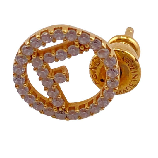 FENDI Pierce Metal, Rhinestone gold F is Fendi Women Used Authentic