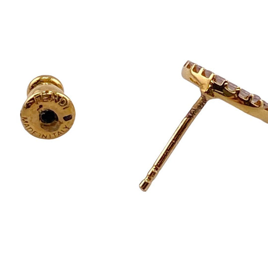 FENDI Pierce Metal, Rhinestone gold F is Fendi Women Used Authentic