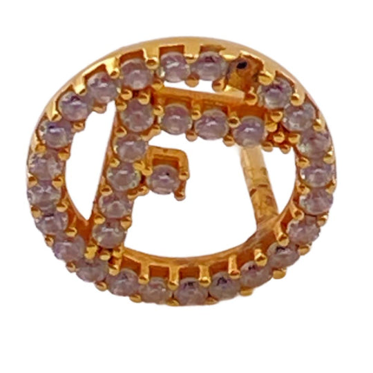 FENDI Pierce Metal, Rhinestone gold F is Fendi Women Used Authentic