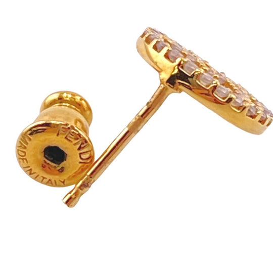 FENDI Pierce Metal, Rhinestone gold F is Fendi Women Used Authentic