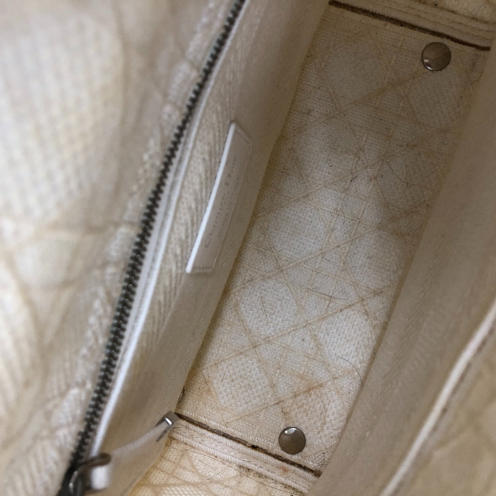Dior Handbag canvas white 2WAY Lady Dior Canage Women Used Authentic
