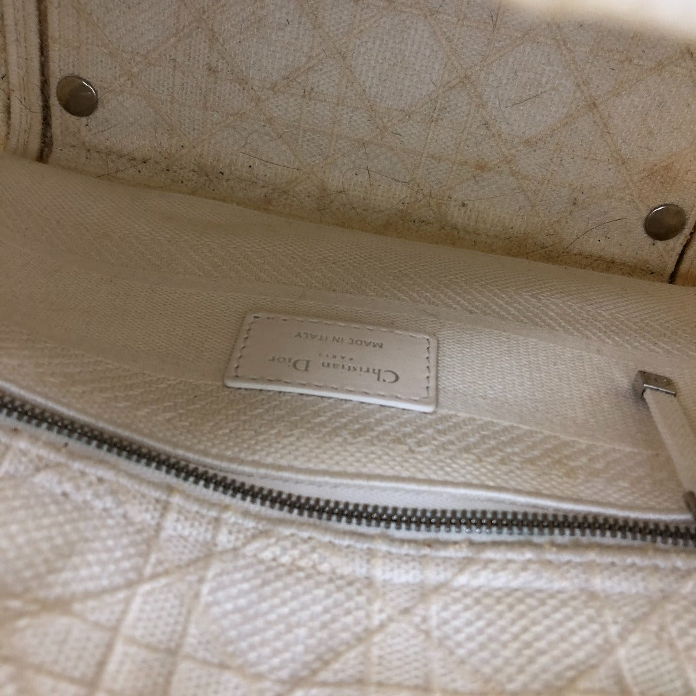 Dior Handbag canvas white 2WAY Lady Dior Canage Women Used Authentic