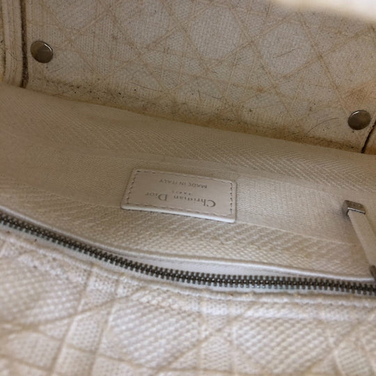 Dior Handbag canvas white 2WAY Lady Dior Canage Women Used Authentic