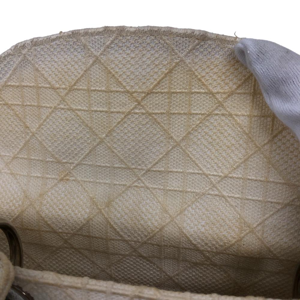 Dior Handbag canvas white 2WAY Lady Dior Canage Women Used Authentic