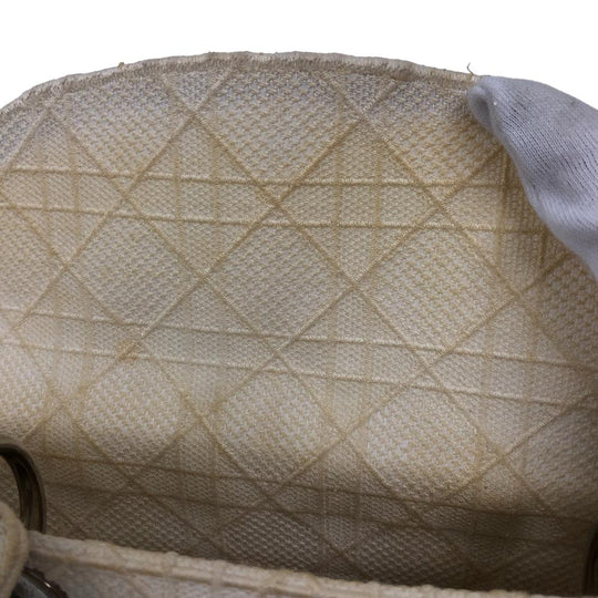 Dior Handbag canvas white 2WAY Lady Dior Canage Women Used Authentic