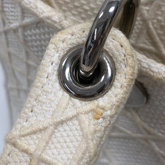 Dior Handbag canvas white 2WAY Lady Dior Canage Women Used Authentic