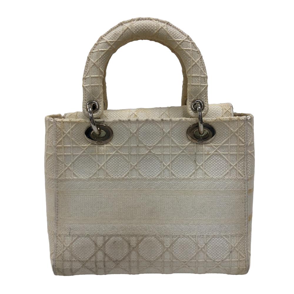 Dior Handbag canvas white 2WAY Lady Dior Canage Women Used Authentic