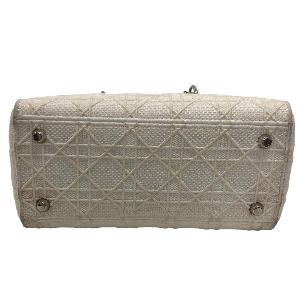 Dior Handbag canvas white 2WAY Lady Dior Canage Women Used Authentic