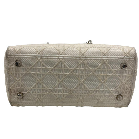 Dior Handbag canvas white 2WAY Lady Dior Canage Women Used Authentic