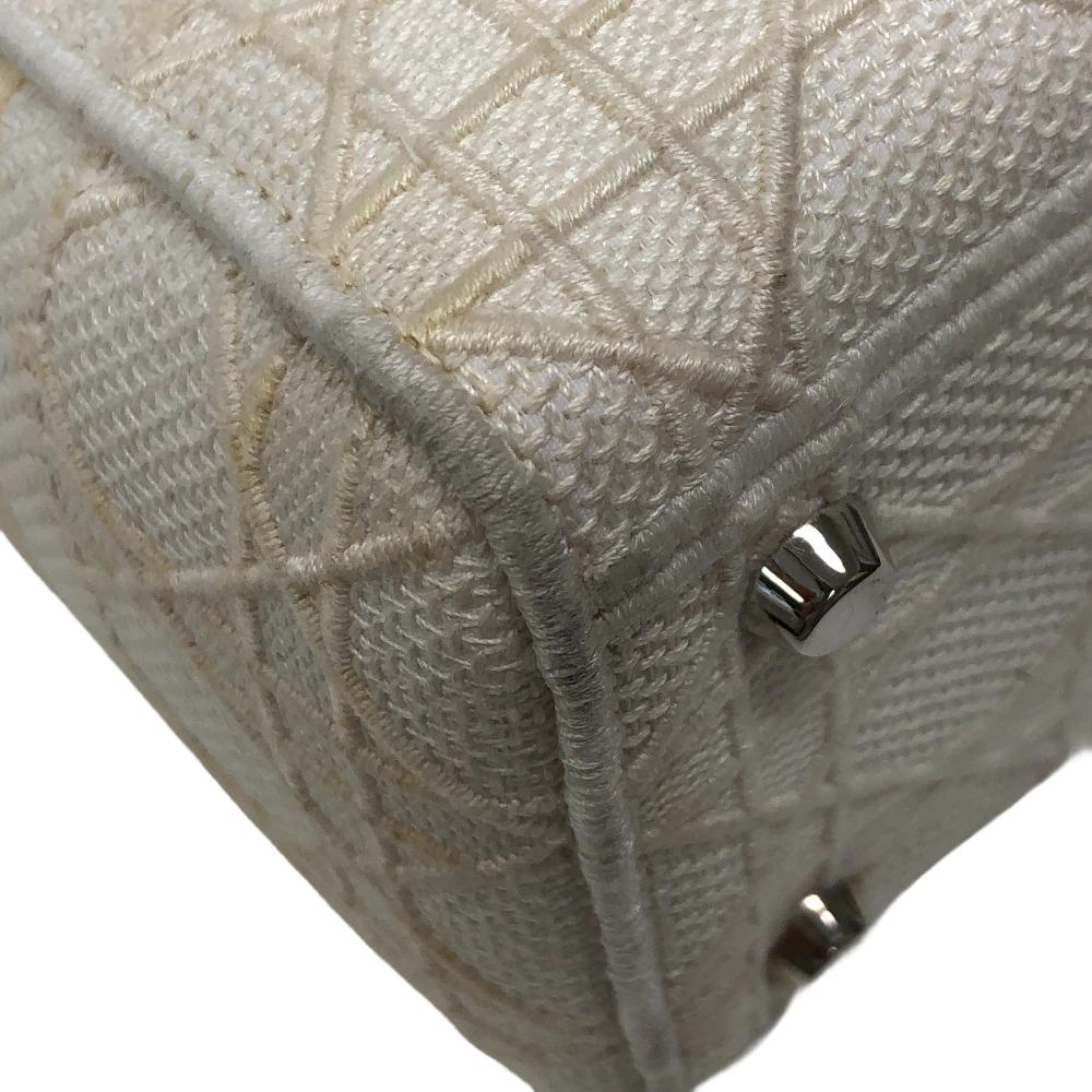 Dior Handbag canvas white 2WAY Lady Dior Canage Women Used Authentic