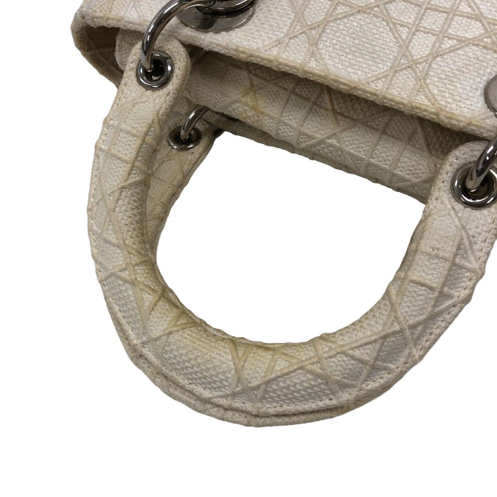 Dior Handbag canvas white 2WAY Lady Dior Canage Women Used Authentic